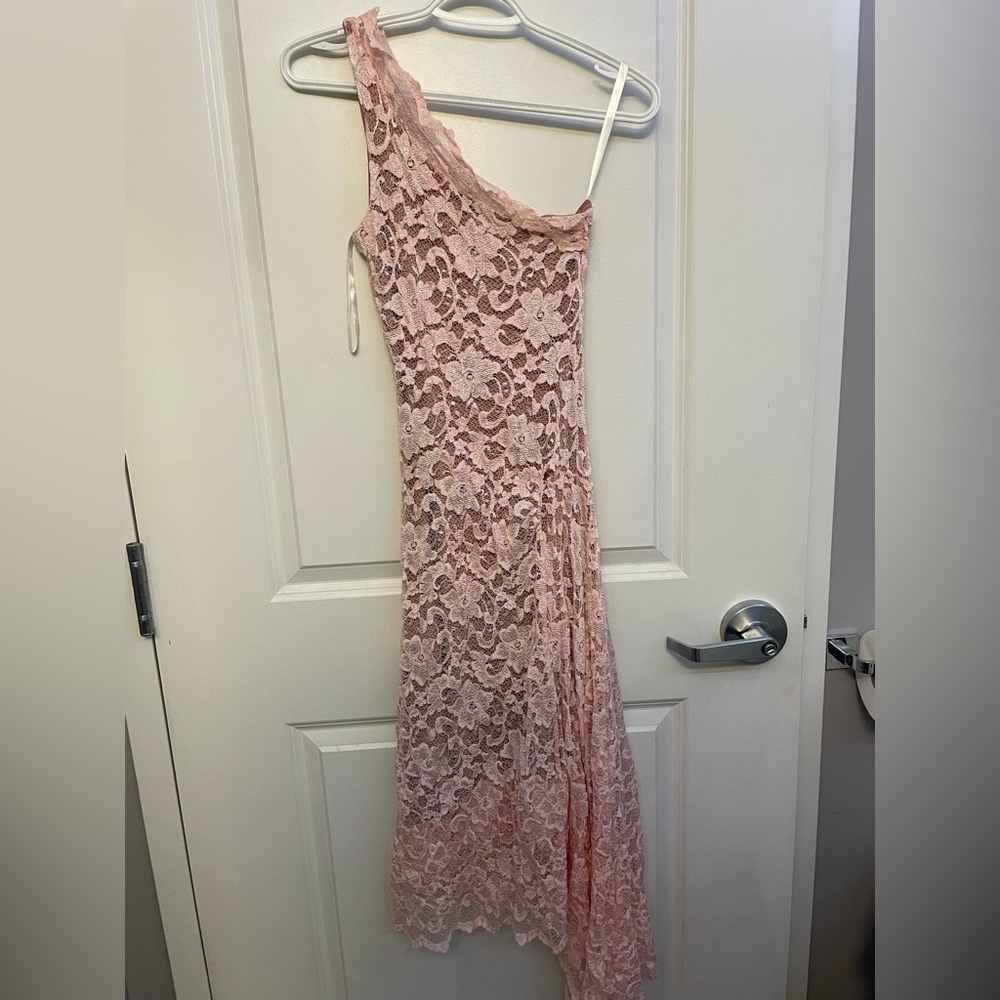 Debbie Shuchai one shoulder pink dress